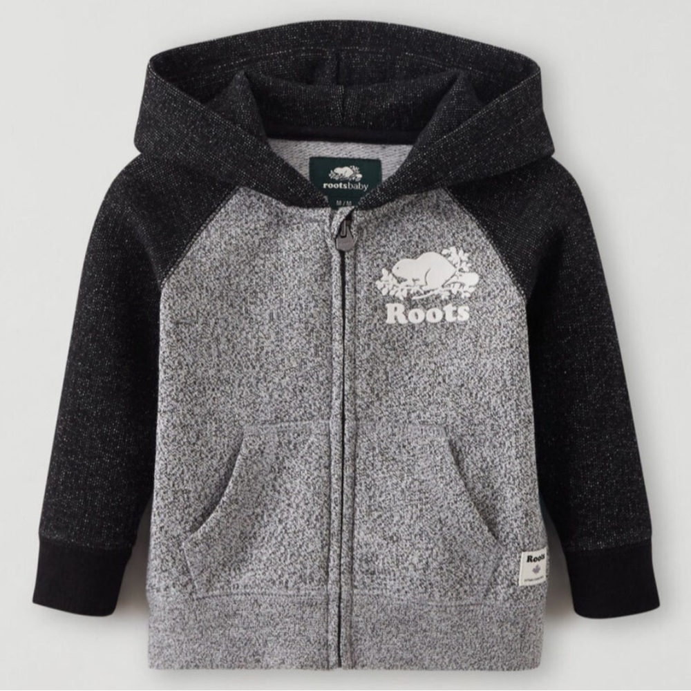 Roots Baby Zip Up Sweatshirt Gray Two Tone 3-6 mon